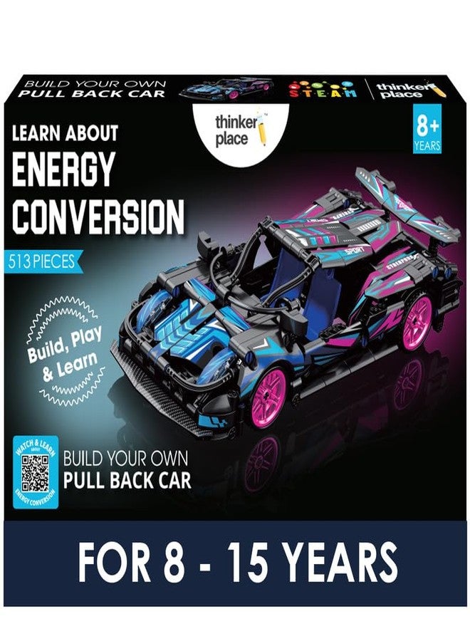 ThinkerPlace 1:18 DIY Blocks Pull-Back Car - Pink & Black | Buildable Construction Toy Car Kit | Friction-Powered Remote-Free Racing Vehicle for Kids | Educational STEM Toy for Boys & Girls - Image 4